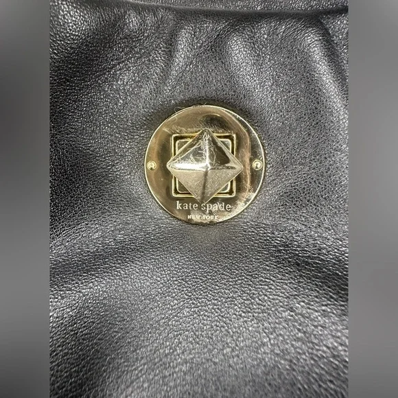 Kate Spade New York Top Handle black leather Bag Turn-Lock Closure at Top - Picture 11 of 16